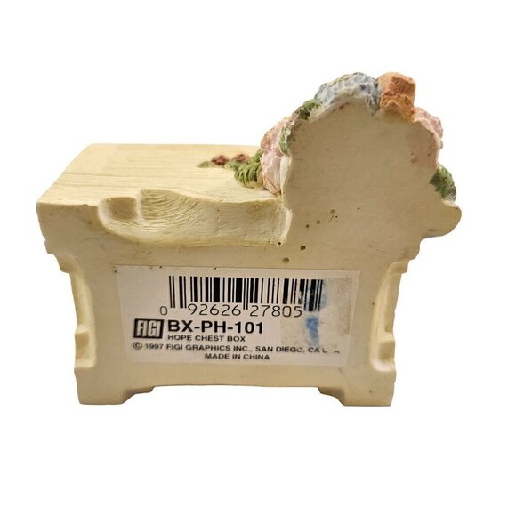 Vintage 1997 FIGI Hope Chest Box Hinged Sleeping Cat Trinket Box Home Décor - Picture 10 of 16